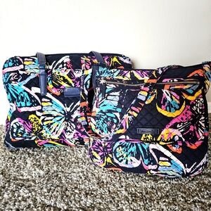Vera Bradley Butterfly Flutter 2pc Bundle Laptop and Crossbody Purse Travel Work